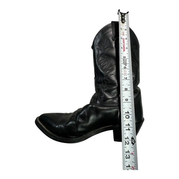 Justin Boots Black Leather Cowboy Western Boots Mens 7.5B Style L4903 - Picture 8 of 12